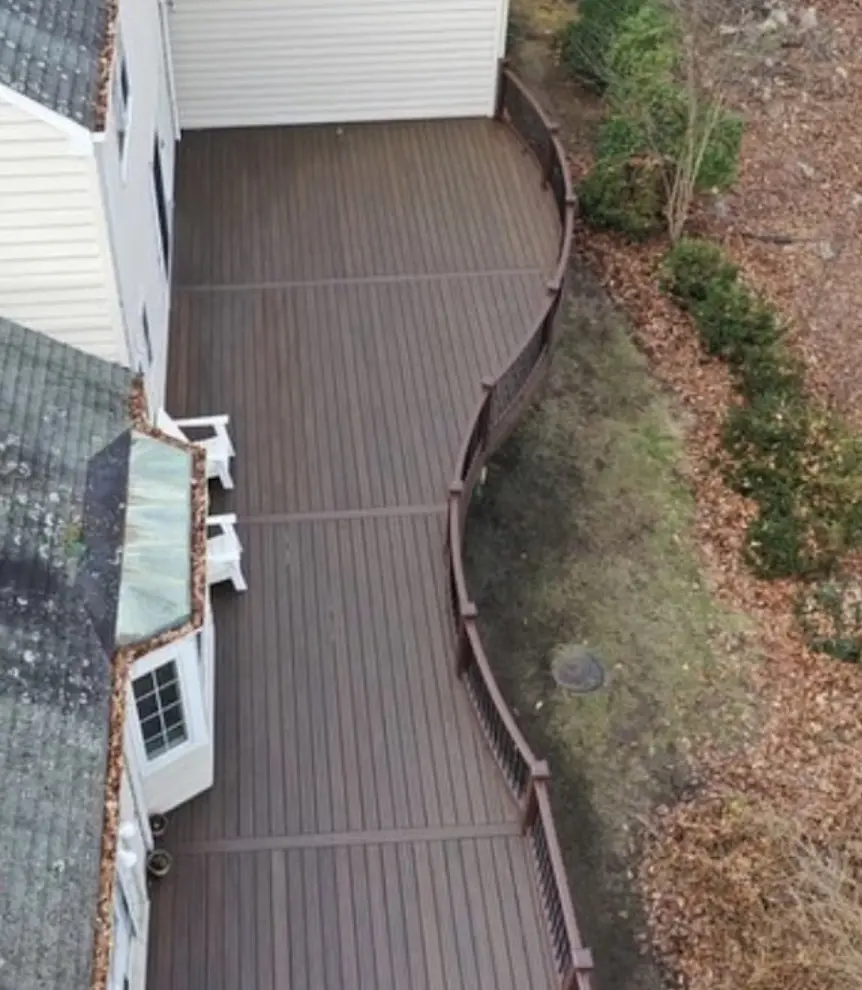 Overhead view showing the curved deck layout